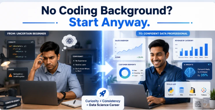 How to Start a Career in Data Science with No Coding Background (2026 Guide)